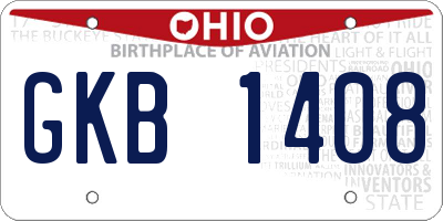 OH license plate GKB1408