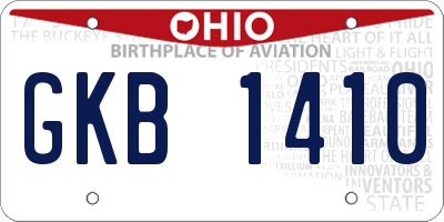 OH license plate GKB1410