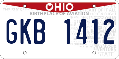 OH license plate GKB1412