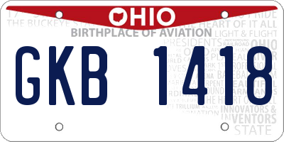 OH license plate GKB1418