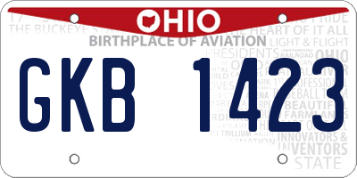 OH license plate GKB1423