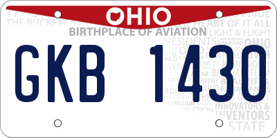 OH license plate GKB1430