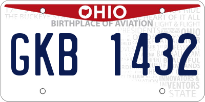 OH license plate GKB1432