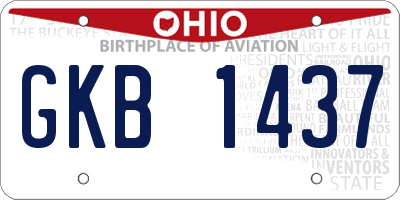 OH license plate GKB1437