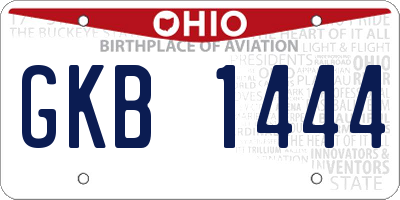 OH license plate GKB1444