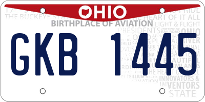 OH license plate GKB1445