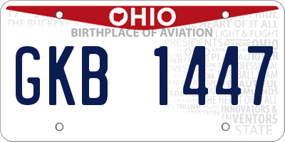OH license plate GKB1447