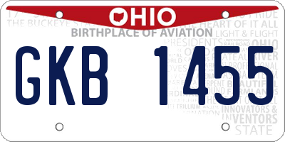 OH license plate GKB1455