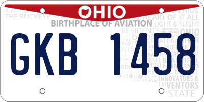 OH license plate GKB1458