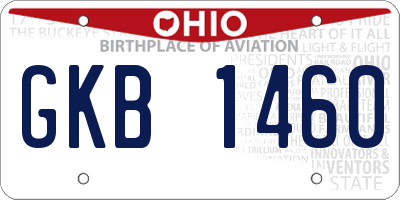 OH license plate GKB1460