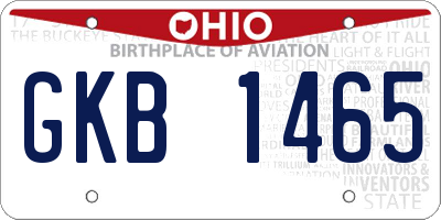 OH license plate GKB1465