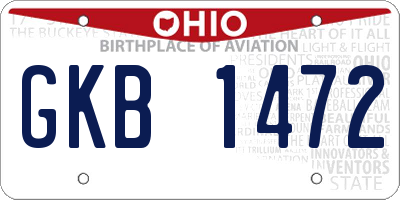OH license plate GKB1472