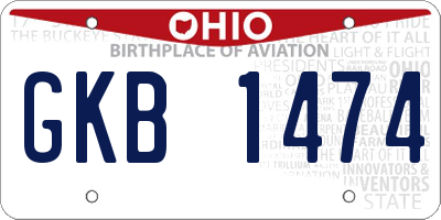 OH license plate GKB1474