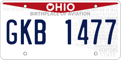 OH license plate GKB1477