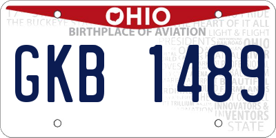OH license plate GKB1489