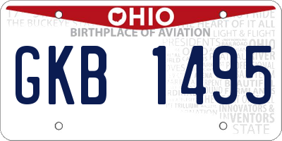 OH license plate GKB1495