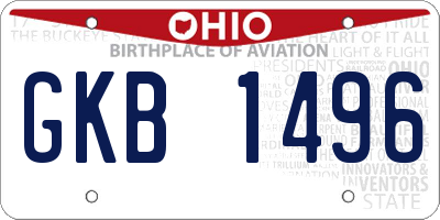 OH license plate GKB1496