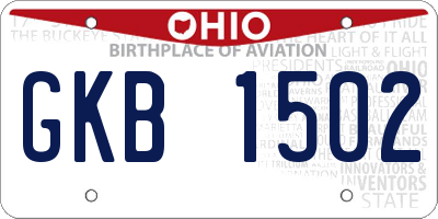 OH license plate GKB1502