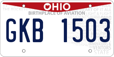 OH license plate GKB1503