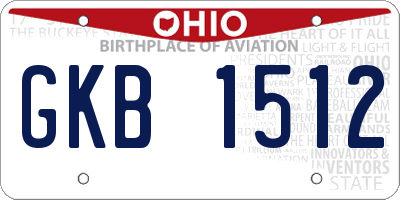 OH license plate GKB1512
