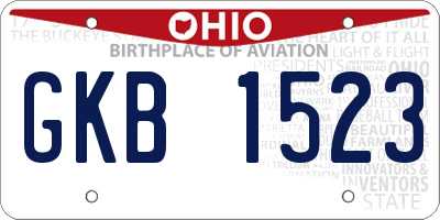 OH license plate GKB1523