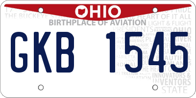 OH license plate GKB1545