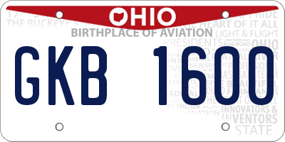 OH license plate GKB1600
