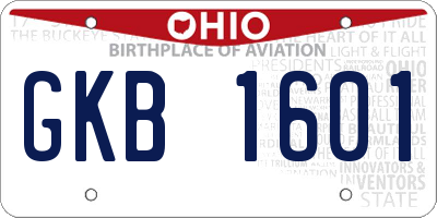 OH license plate GKB1601