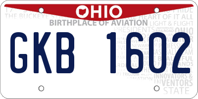 OH license plate GKB1602