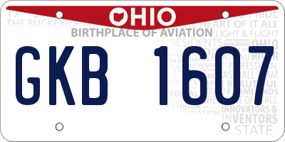 OH license plate GKB1607