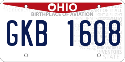 OH license plate GKB1608