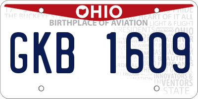 OH license plate GKB1609