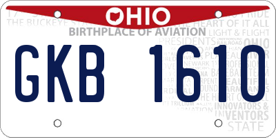 OH license plate GKB1610