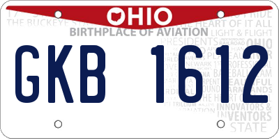 OH license plate GKB1612