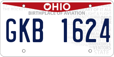 OH license plate GKB1624
