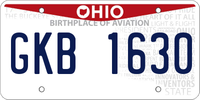 OH license plate GKB1630