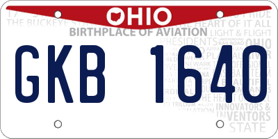 OH license plate GKB1640