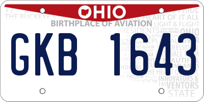 OH license plate GKB1643