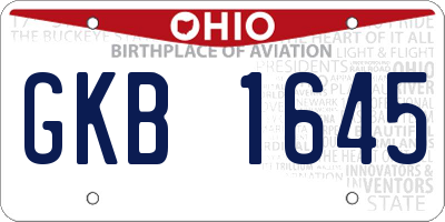 OH license plate GKB1645