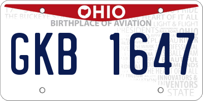 OH license plate GKB1647