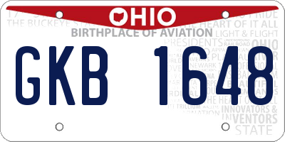 OH license plate GKB1648