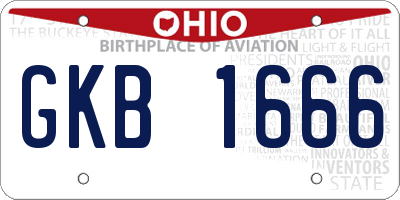 OH license plate GKB1666