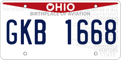 OH license plate GKB1668