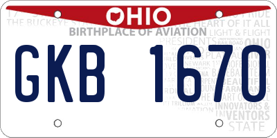 OH license plate GKB1670