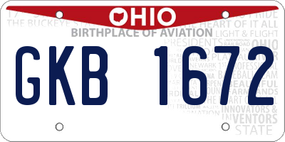 OH license plate GKB1672