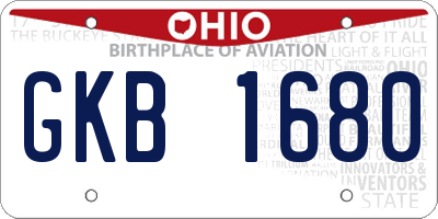 OH license plate GKB1680