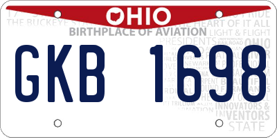 OH license plate GKB1698