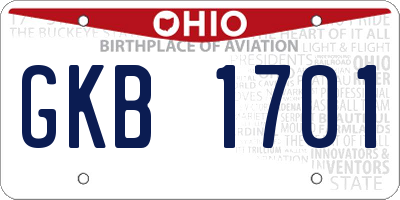 OH license plate GKB1701