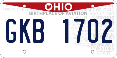 OH license plate GKB1702
