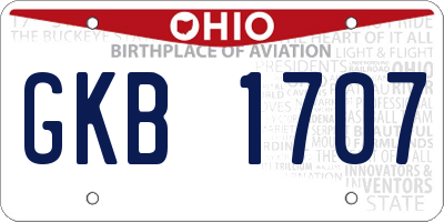 OH license plate GKB1707